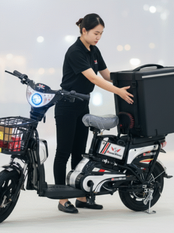 Rohan Wings JML-6 Delivery Electric Scooter | Manual and Electric Drive | Dual Seat | 600W Brushless Motor | 48V 712Ah Battery | 40-45km/h Speed | 23-28km Range | 16-Inch Off-Road Tires | Dual Shock Absorbers | LED Light | Delivery bucket | Max Load 160Kg